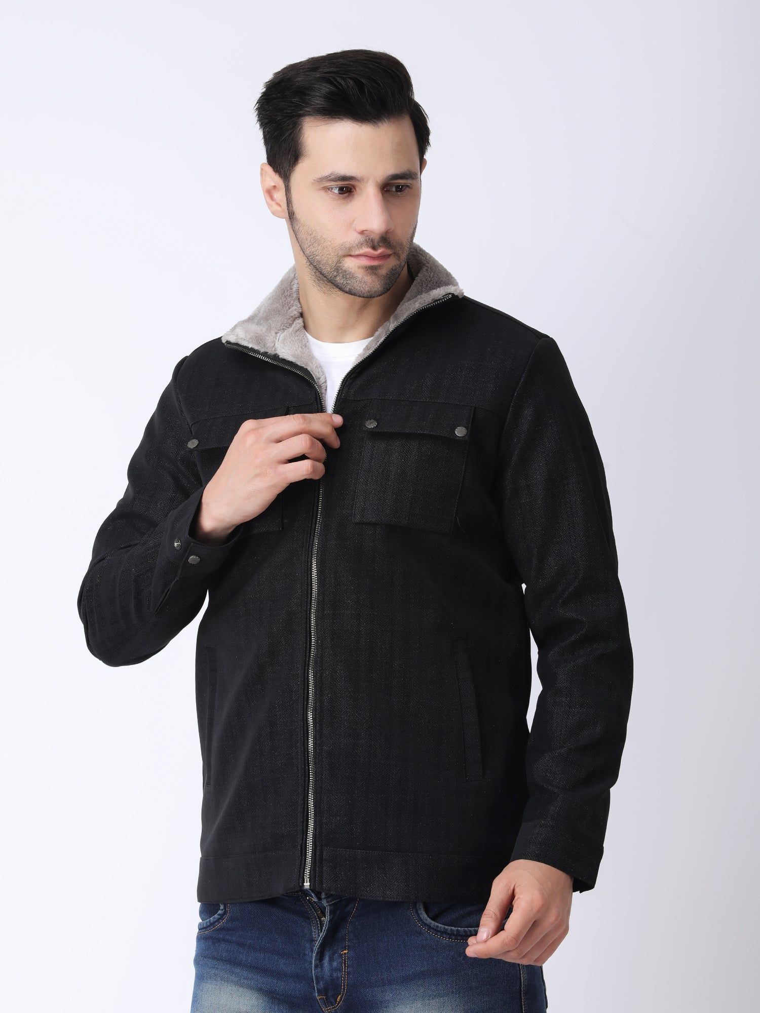 "Men's Biker Leather Jacket – Bold Style for Adventurers"-L / Black