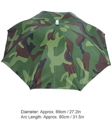 Infispace Headwear Cap Umbrella Army Color Soft Durable, Adjustable Elastic, (21) Size Fits All Ages Plastic Hat Cap Umbrella for Kids, Men/Women and Adults Rain Protection Headwear Hat Umbrella (Army) Pack of 1