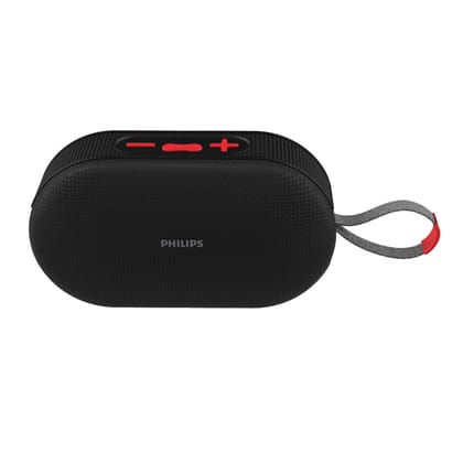 PHILIPS Audio TAS1400BK Wireless Bluetooth Speaker with Deep Bass, Passive Radiator, 12W Sound Output, 1200mAh Rechargable Battery, RGB Light Modes, 10H Playtime, Supports TF/USB/BT Modes (Black) PHILIPS Audio TAS1400BK Wireless Bluetooth Speaker with De