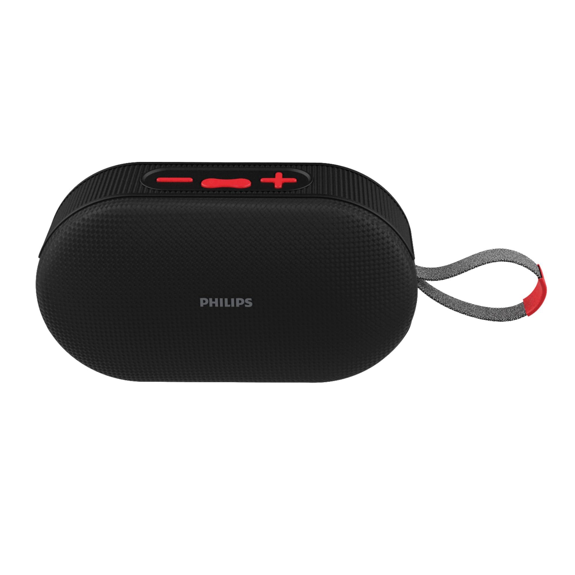 PHILIPS Audio TAS1400BK Wireless Bluetooth Speaker with Deep Bass, Passive Radiator, 12W Sound Output, 1200mAh Rechargable Battery, RGB Light Modes, 10H Playtime, Supports TF/USB/BT Modes (Black) PHILIPS Audio TAS1400BK Wireless Bluetooth Speaker with De