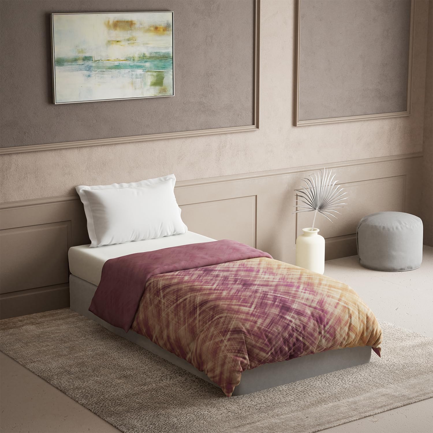 DDECOR - Primary Collection 100% Cotton Abstract Pattern 145TC Single Winter Quilt|152 CM X 224 CM| - Wine
