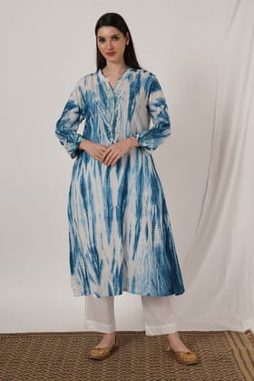 Indigo Blue Tie Dye Kurta Set of 2-EX