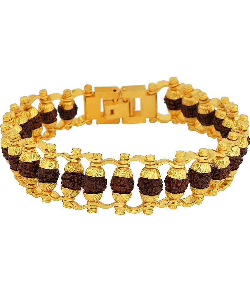 PAYSTORE Gold Plated Beaded Rudraksha Bracelet for Men