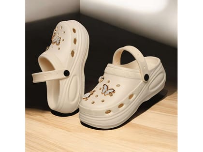 FEEL TIME 2000 Adjustable Strap Clogs for Women - Beige - UK 6