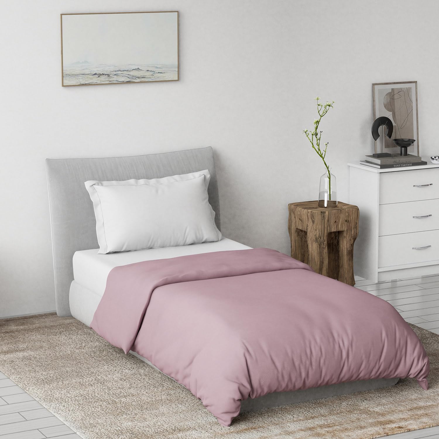 DDECOR - Creme Collection 100% Cotton Plain Pattern MPOL Single Quilt|152 CM X 229 CM| - Purple