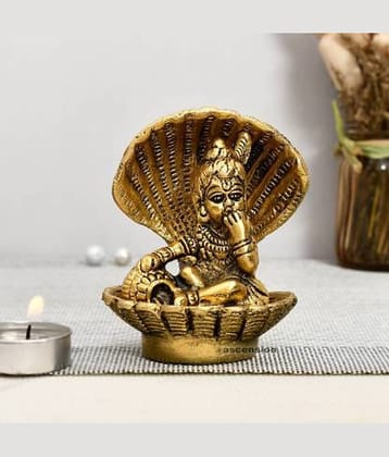 Art n Hub Golden Bal Gopal Krishna having Makhan Decorative Showpiece/God Idol - 9 cm (Metal)