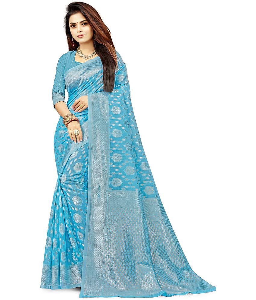 Samai Cotton Woven Saree With Unstitched Blouse Piece ( Rama )