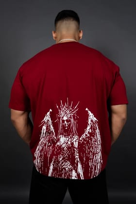 HEAVENLY REBELLION OVERSIZED T-SHIRT (MAROON)-S