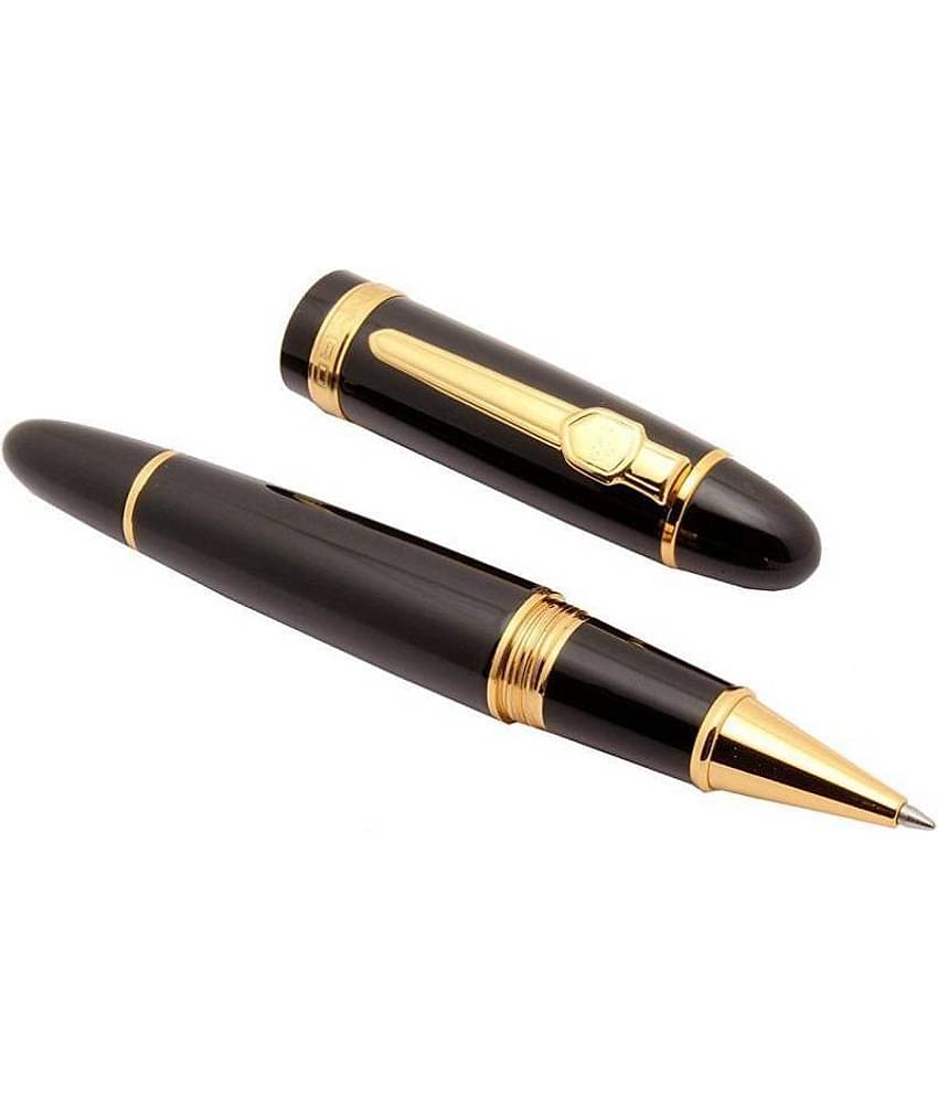 Stylish 159 Masterpiece Black Heavy Big Pen Gold Trims Roller Ball Pen