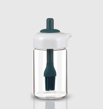 2 in 1 Glass Oil dispenser jar / Bottle with brush (1 Set)