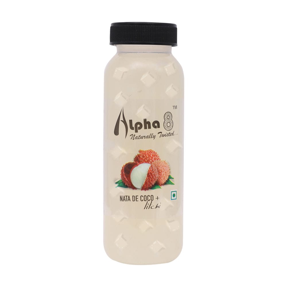 Alpha 8 Litchi Juice With Nata De Coco, 200 ml - Pack of 12