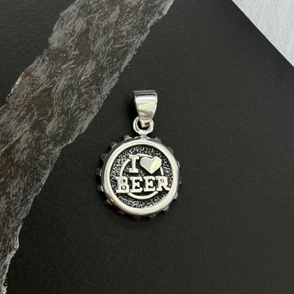 I Love Beer Silver 925 Men's Pendant