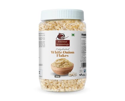 Fivestar Seasoning Dried White Onion Flakes 250g, 100% Natural, No Preservatives, Rich in Iron, Easy to Cook, 0% Trans-Fat 