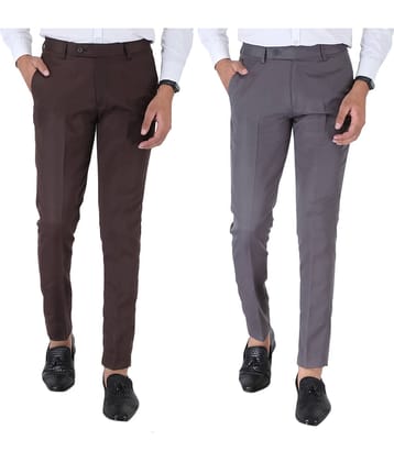 SREY - Coffee Polycotton Slim - Fit Men's Chinos ( Pack of 2 )