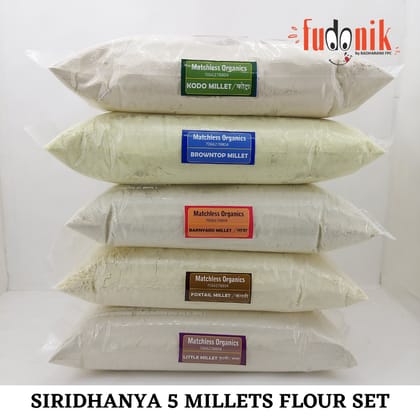 Fudonik Siridhanya 5 Positive Millets Flour Set (Combo Pack) | Unpolished & Fibre-Rich | Dr. Khadar Vali Recommended