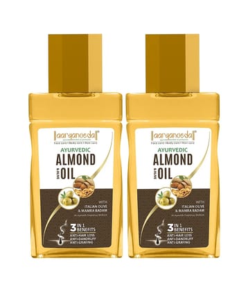 Aaryanveda Almond & Olive Hair Oil - Nourish, Strengthen & Revitalize Your Hair 200ml (Pack of 2)
