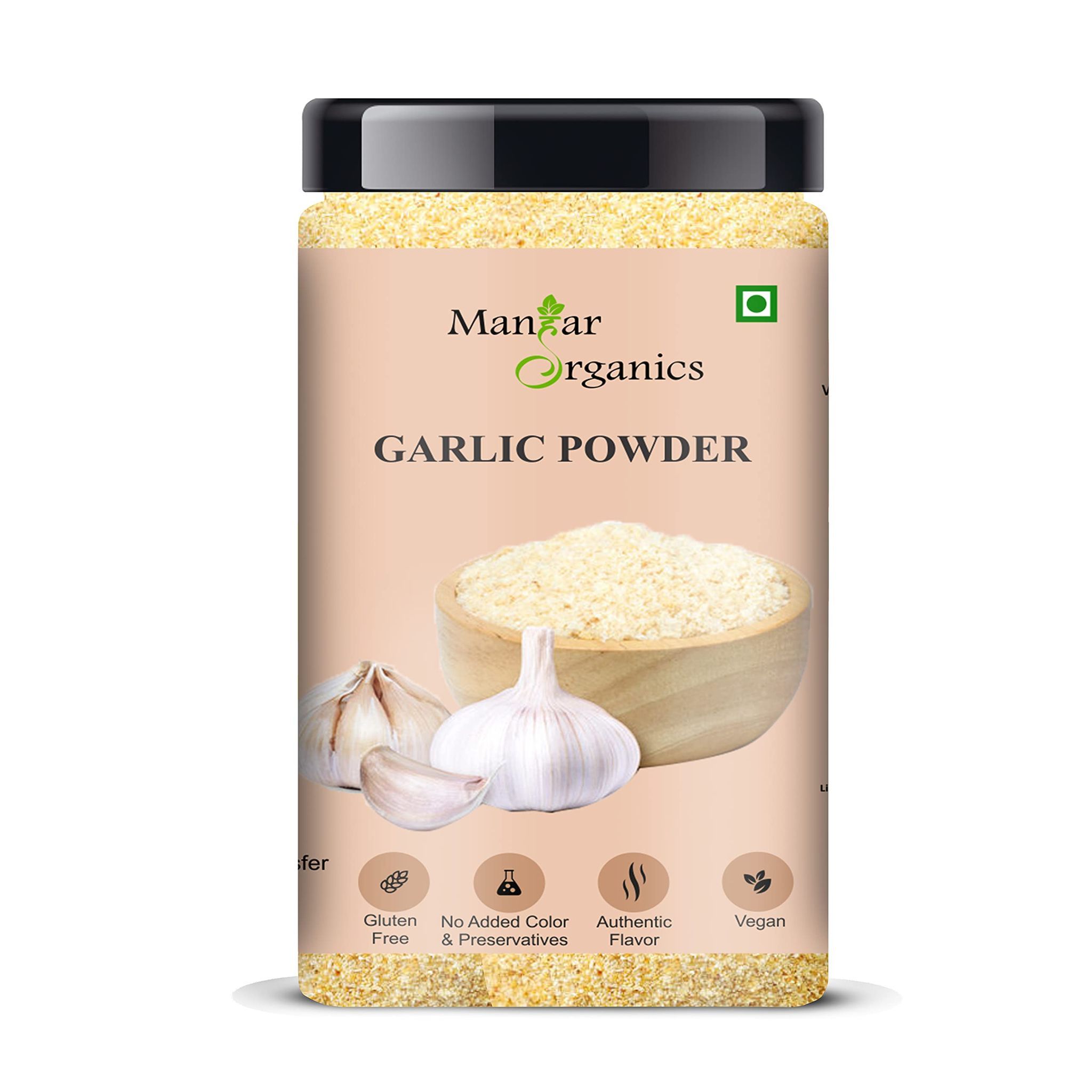 ManHar Organics Garlic Powder | Lahsun / Lehsun / Dry Garlic Powder | 100% Natural & Edible | Rich Aroma & Taste | Seasoning for Cooking, Marinades & Snacks – Jar 300gm