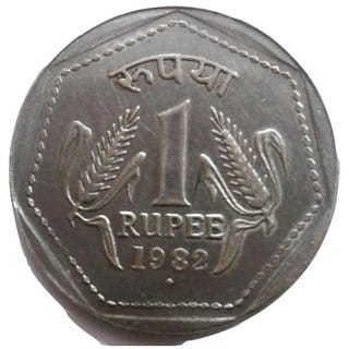 RARE YEAR 1982 ONE RUPEE SMALL 6 GM.COIN