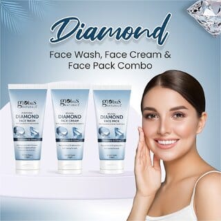 Globus Naturals Shine Boosting Diamond Face Care Combo - Face Wash, Face Cream & Face Pack