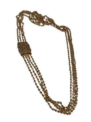 ANVAYACOLLECTIONS Traditional Chandrahar Necklace Set, Gold-Tone Brass, Peacock Design Clasp, jewelry Set for Women