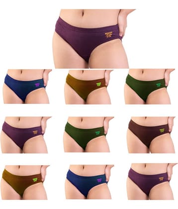 Renox Pack of 10 Cotton Hipster For Women ( Multicolor )