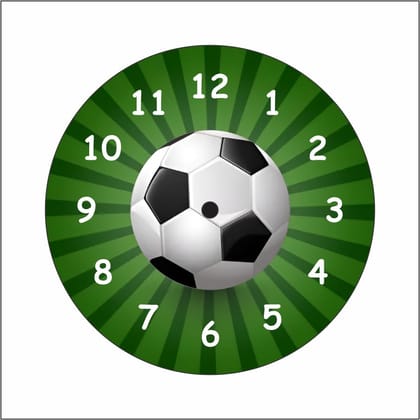 Soccer Ball Wall Clock, Green Sunburst Design with White Numbers, Modern Sports Theme Room Decor Best for Return Gift Birthday | Kids | Room | Home | Office (8 Inch)