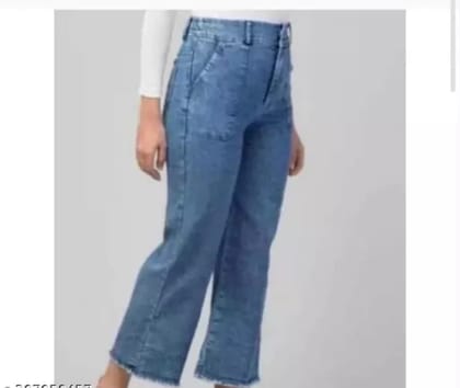 MF Women & Girls Trendy Soft Denim Palazzo Pant | Fashionable Wide-Leg Denim Jeans (Set of 1)