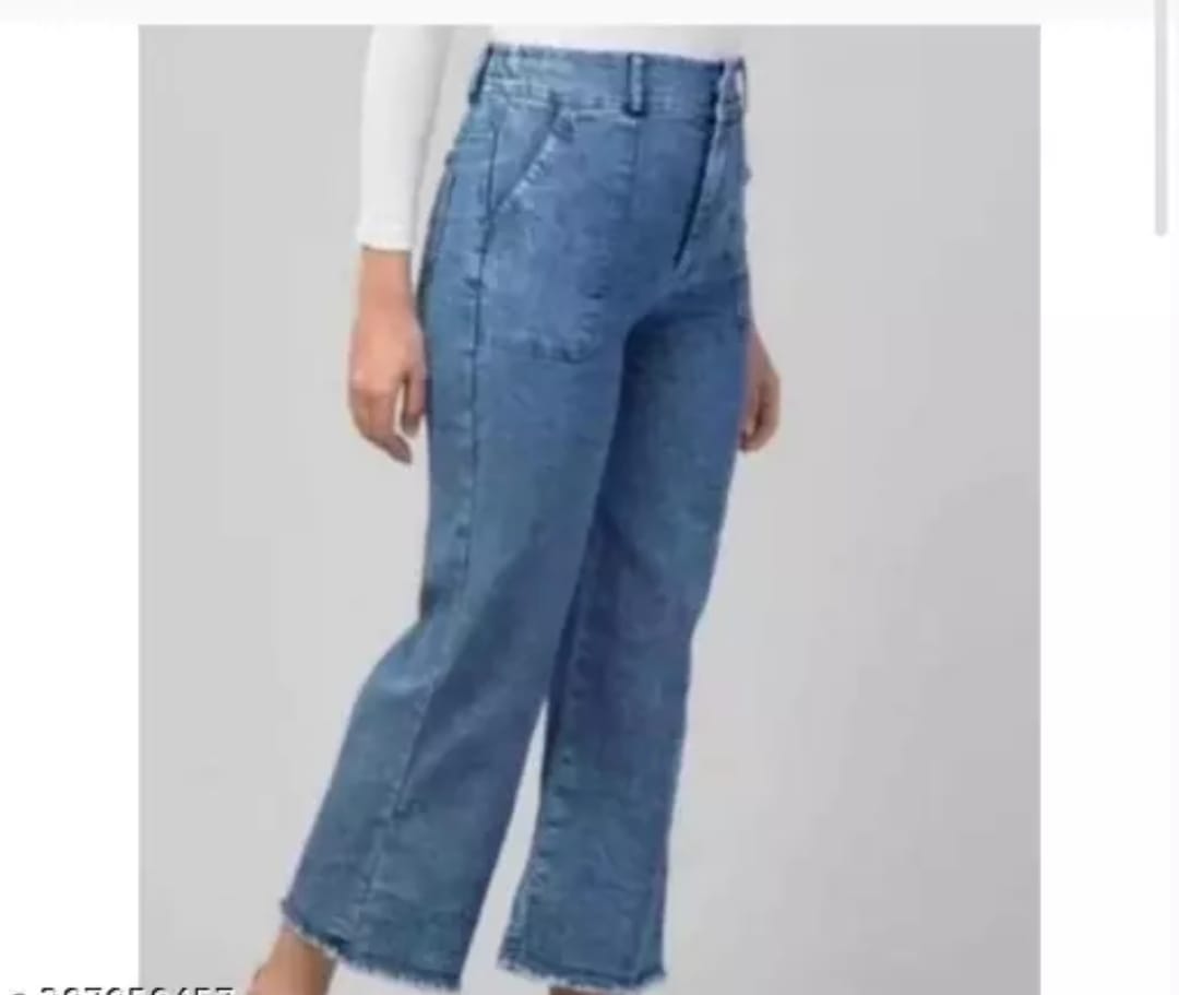 MF Women & Girls Trendy Soft Denim Palazzo Pant | Fashionable Wide-Leg Denim Jeans (Set of 1)