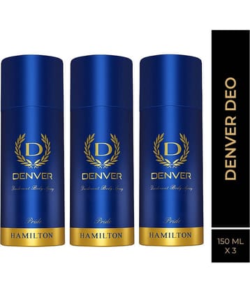 Denver Pride Long Lasting Deodorant Spray for Men 150 ml Each ( Pack of 3 )
