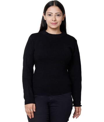IndiWeaves Woollen Round Neck Women's Pullovers - Black ( Single )