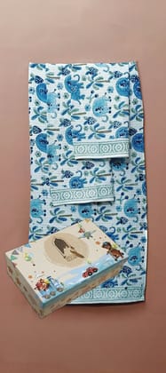 Kids Gift Set - Handblock Printed Towels - 1 Bath + 2 Hand Towels