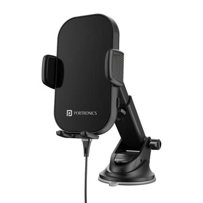Portronics Charge Clamp 3 Wireless Car Charger with 15 Watts Fast Charging (Black)