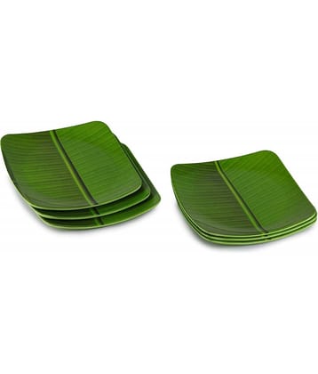 Laserbot 6 Pcs Melamine Dark Green Half Plate