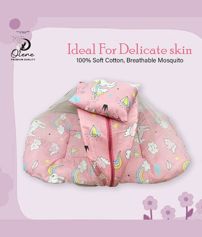 OLENE - Pink Cotton Tent Mosquito Net ( Pack of 1 )