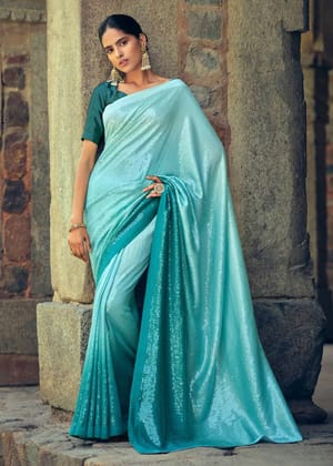 "Special Price" : Sky Blue Woven Sequin Saree