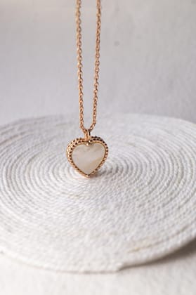 Sweet Heart Mother Of Pearl Gold Plated Sterling Silver Chain Pendant-Rose / 16 inches adjustable upto 18 inches