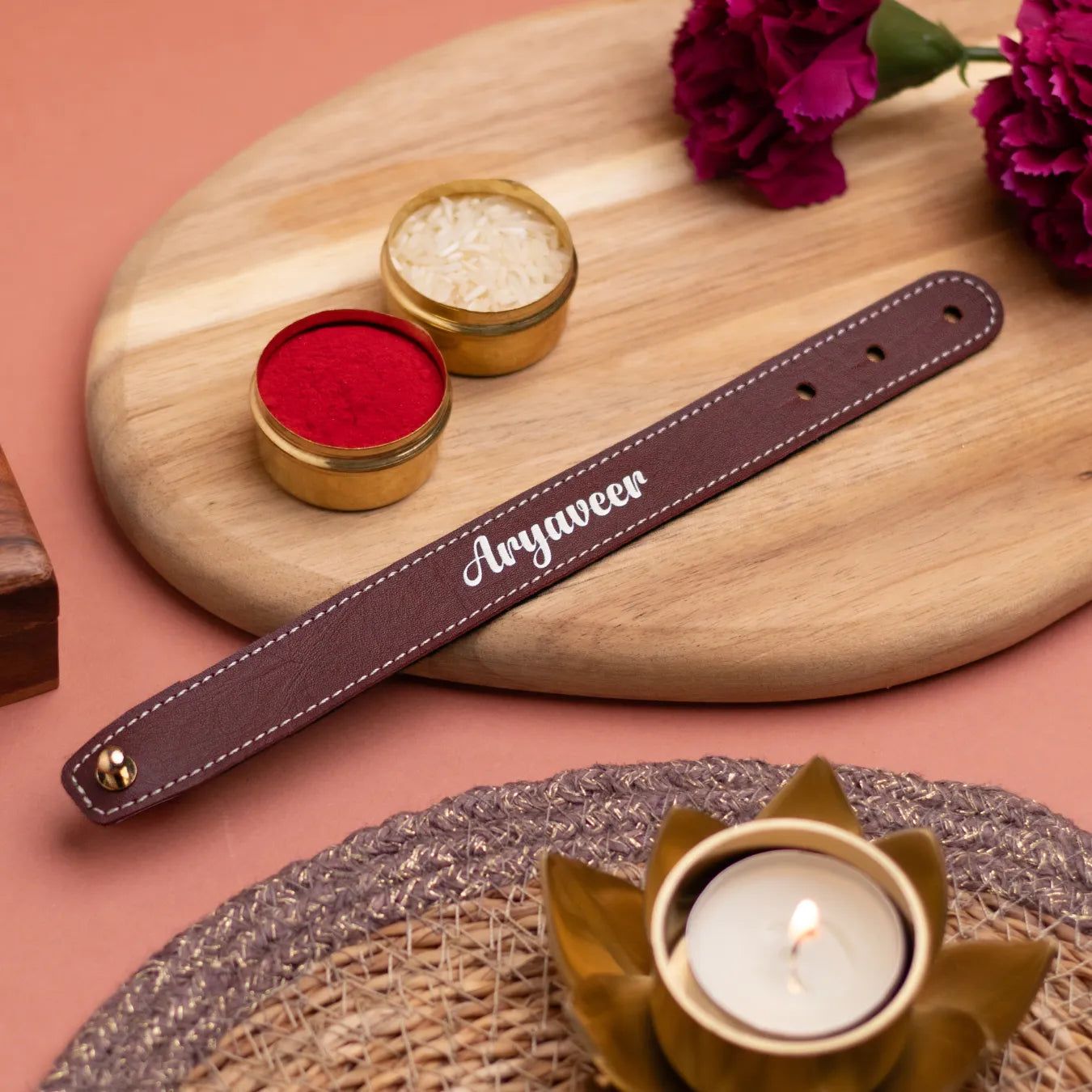 PERSONALISED BAND RAKHI - BROWN-Brown