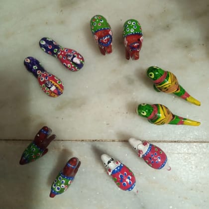 Handmade wooden multicolour 5pairs of decorative toys