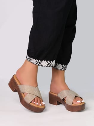 Baylin Gold Platform Heels-Gold / 36