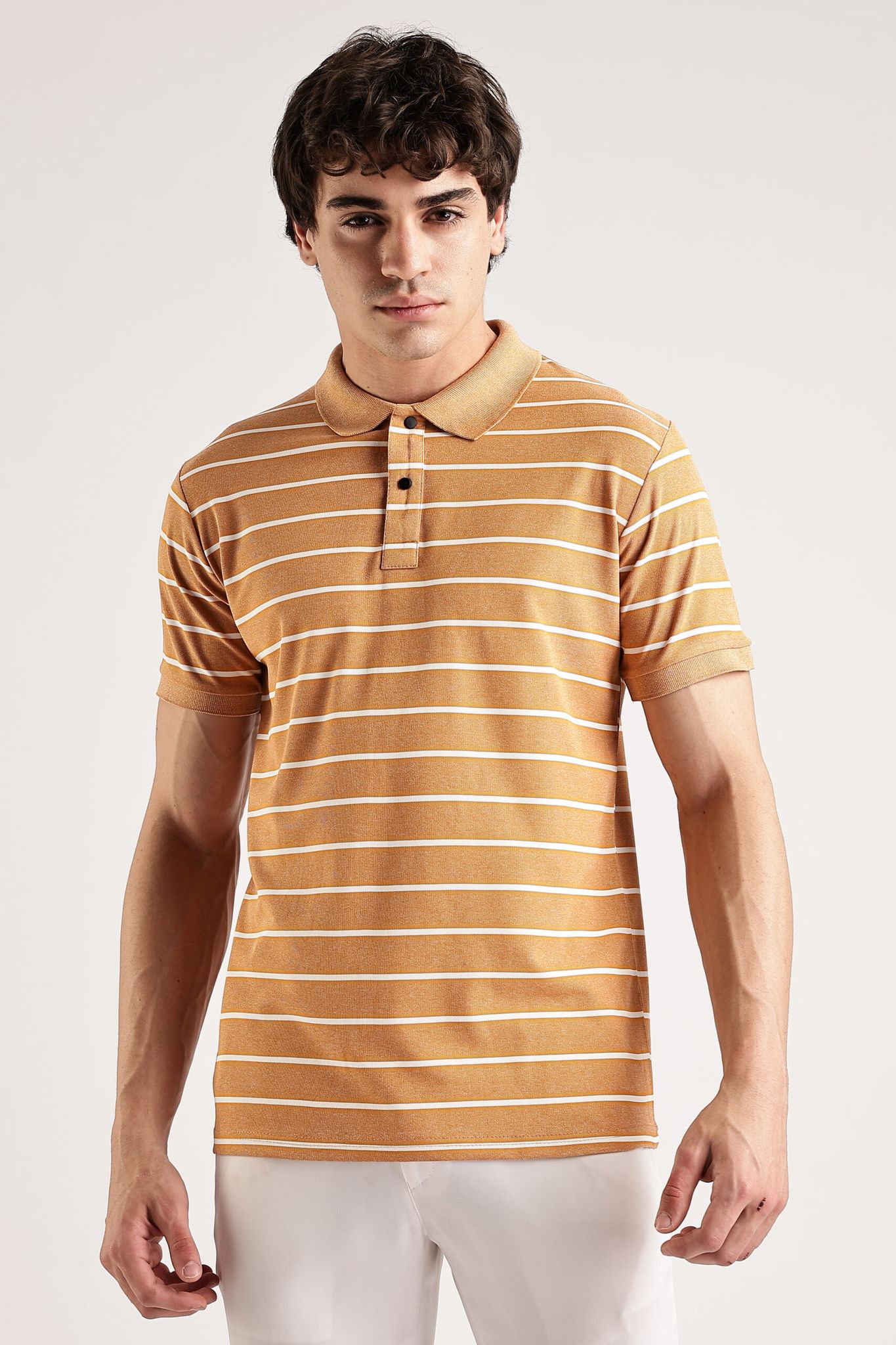 Pollycotton Orange Striped Polo