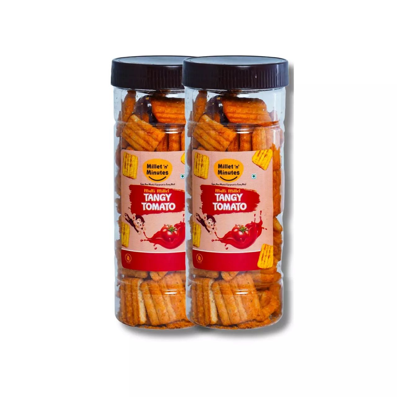 MilletnMinutes Multi Millet Tangy Tomato Sticks – Crunchy Baked Snack with Real Tomato Flavor and Millet Goodness – High in Fiber, No Maida – Pack of 2(80gm each)