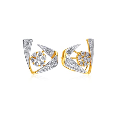 Senco Gold Unique 'U' Diamond Studs (1.8 gram / 0.22 Ct / HI-SI / 14K Yellow Gold)
