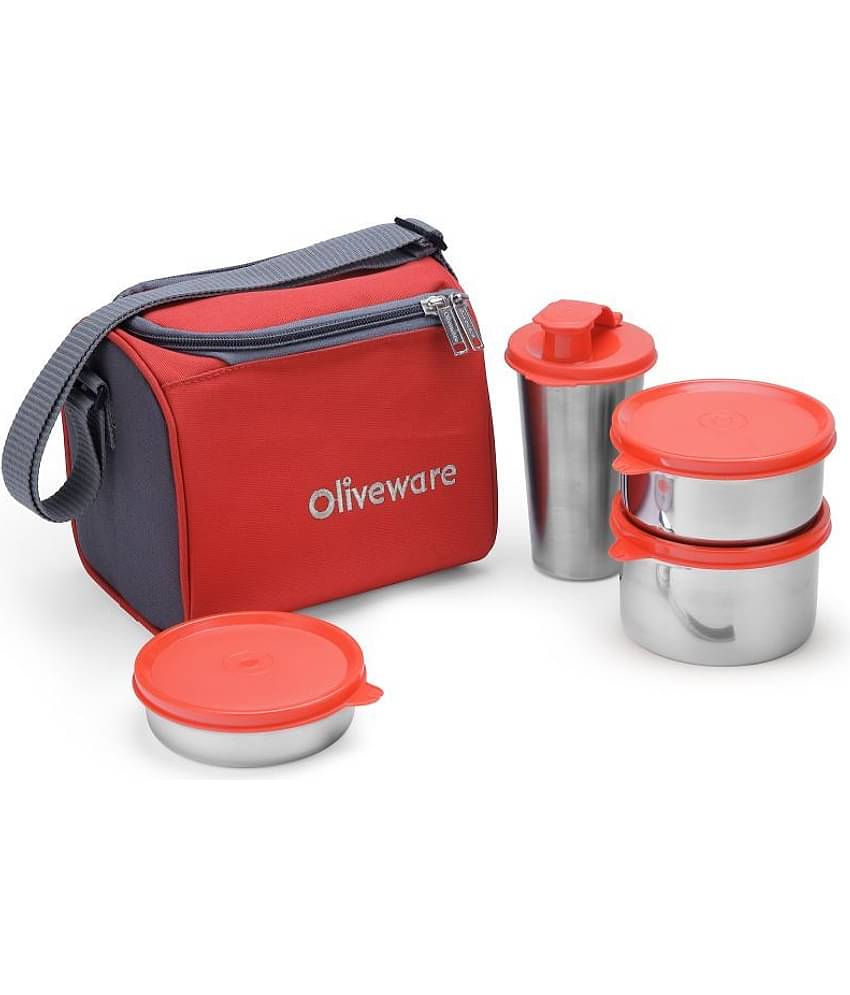 Oliveware Milano Stainless Steel Lunch Box 3 Container (Pack of 1)