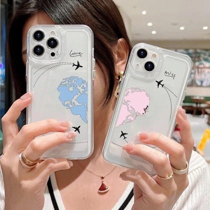 Cute Couple Heart Love Map Custom  Slim Soft Case-Left Design