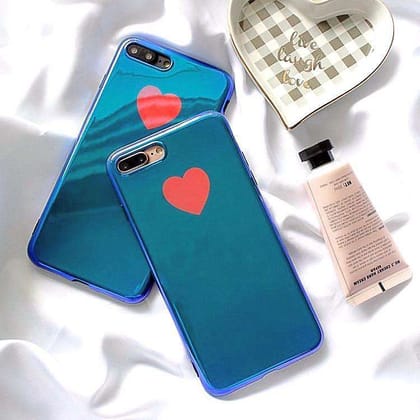 Red Heart Aurora Blue Light Ray Case-iPhone 8