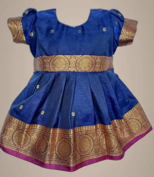 Mom And Me Navy Blue Satin Frock (0-3 Months) | Premium Elegant Design | Festive & Party