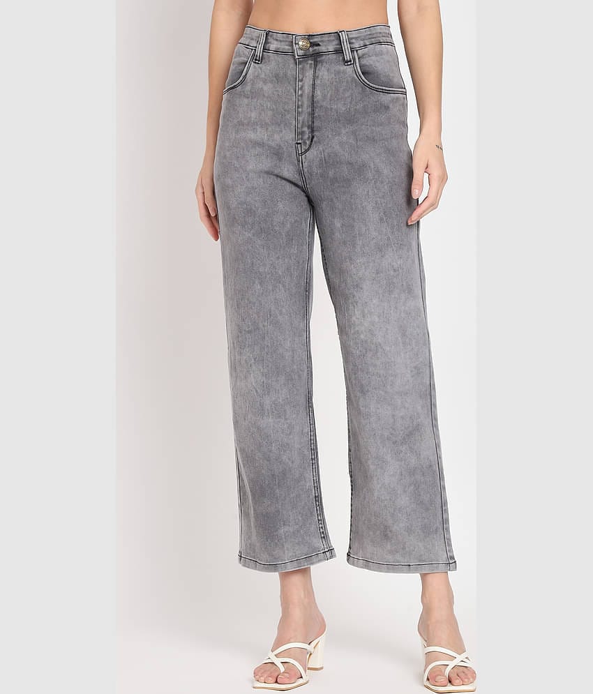 AngelFab - Grey Denim Straight Fit Women's Jeans ( Pack of 1 )