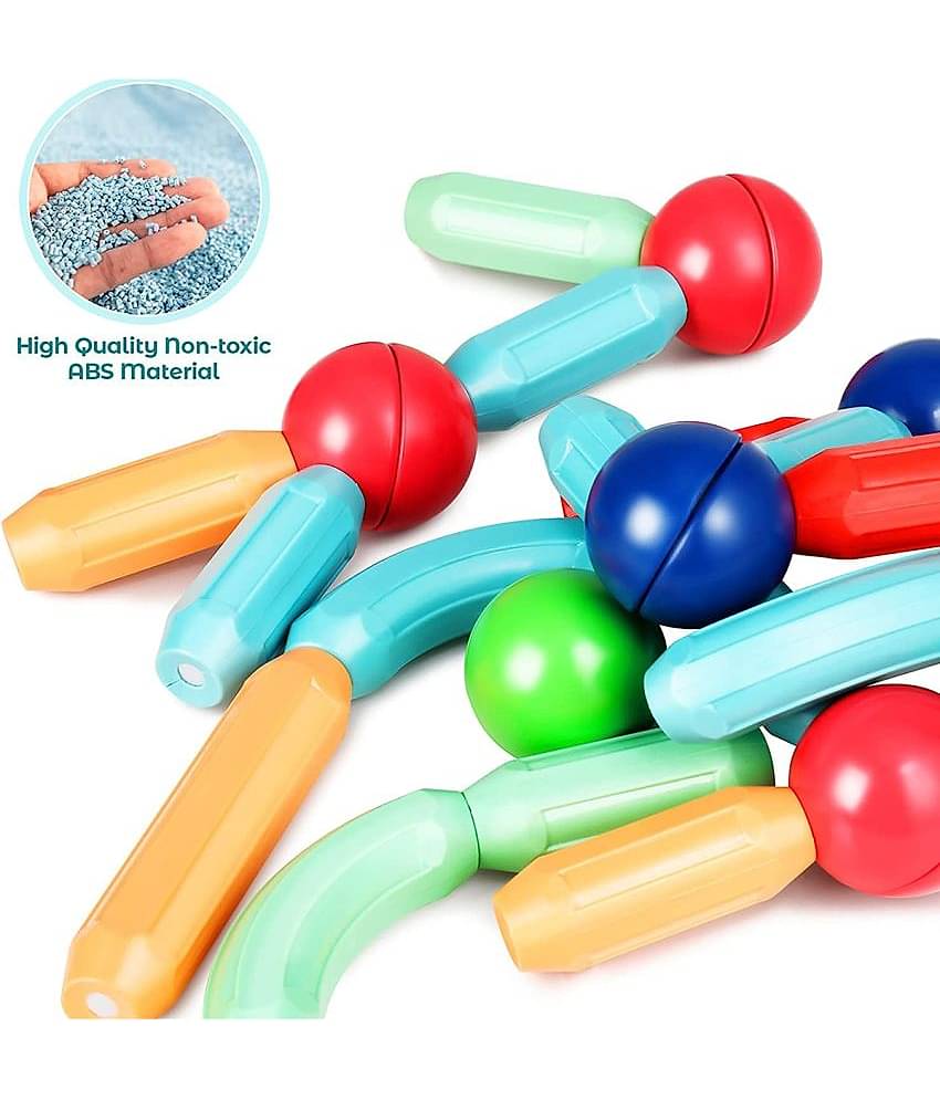 RAINBOW RIDERS Magnetic Sticks 80 pcs Building Blocks for Kids- Magnetic Toys for Kids Girls Boys-3+ Yeras  Toddlers Educational Stem Learning Magnet Stick with Balls Game Set,Multicolor (Magnetic Stick 80 pcs)