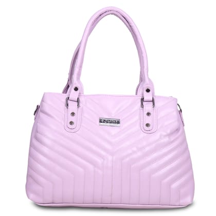 Jothi Arrowyn Premium Womens Handbag | 3-Compartment Quilted Synthetic Leather Tote | Semi-Gloss Finish | Water-Resistant | Soft Base | Light Purple