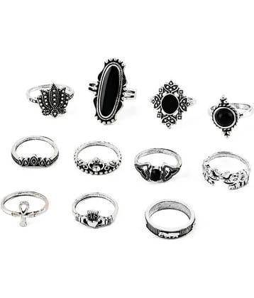 FASHION FRILL - Silver Rings Combo ( Pack of 11 )